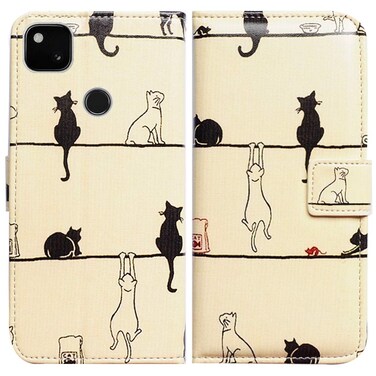Bcov Case for Google Pixel 4a [Not Fit Pixel 4a 5G], Black Cat White Cat Leather Flip Phone Case Wallet Cover with Card Slot Holder Kickstand for Google Pixel 4a 2020