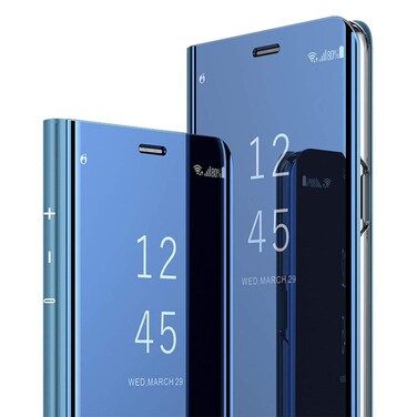 Omorro Case for Galaxy Note 9 Luxury Clear View Electroplate Mirror Makeup Design Flip Wallet 360 Full Body Built-in Screen Protection Slim Hard Mirror Kickstand Cover