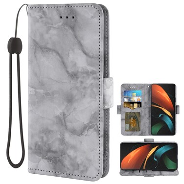 Asuwish Phone Case for Samsung Galaxy Z Fold 2 5G 2020 with and Marble Wallet Cover Flip Card Holder Slot Stand Leather Kickstand Mobile Cell Accessories ZFold2 Z2 Fold2 ZFold25G Women Men Black