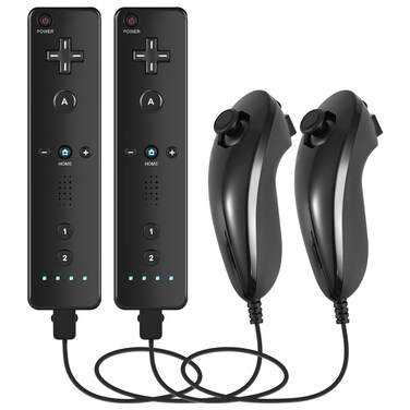Hiyuky Wii Controller 2 Pack with 2 Nunchucks,Wii Remote for Wii/Wii U,Support Speaker and Vibration