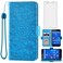 Asuwish Compatible with Sony Xperia Z3 Wallet Case and Tempered Glass Screen Protector Card Holder Stand Magnetic Leather Flip Cell Accessories Phone Cover for Experia 3Z D6603 Women Men Blue