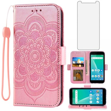 Asuwish Phone Case for Unimax UMX U696CL Wallet Cover with Tempered Glass Screen Protector and Leather Flip Credit Card Holder Stand Flower Folio Purse Lanyard Cell Accessories Women Men Rose Gold