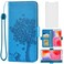 Asuwish Compatible with Xiaomi Redmi 6/6A Wallet Case and Tempered Glass Screen Protector Flip Purse Accessories Wrist Strap Credit Card Holder Stand Cell Phone Cover for Redmi6 Redmi6A Women Blue