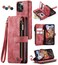 Lxisxcna iPhone 14 Pro 5G Wallet Case with Card Holder Kickstand Magnetic Zipper Pocket Lanyard Strap Wristlet, Leather Flip Case Wallet for iPhone 14 Pro 5G 6.1 Inch (Red)