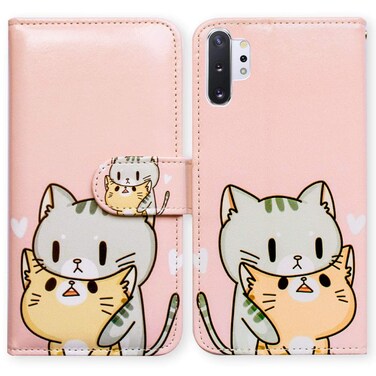 Bcov Case for Galaxy Note 10 Plus, Green Cat Yellow Cat Leather Flip Phone Case Wallet Cover with Card Slot Holder Kickstand for Samsung Galaxy Note 10 Plus/Note 10+