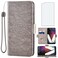 Compatible with LG V20 Wallet Case and Tempered Glass Screen Protector Card Holder Stand Credit ID Slot Magnetic Leather Flip Cell Accessories Phone Cover for LGV20 LG20 V 20 ThinQ Women Men Grey
