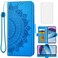 Asuwish Compatible with OnePlus Nord CE 5G Wallet Case and Tempered Glass Screen Protector Card Holder Flip Wrist Strap Cell Phone Cover for One Plus CE5G Euro 1 Plus 1plus One+ 1+ EC G5 Women Blue
