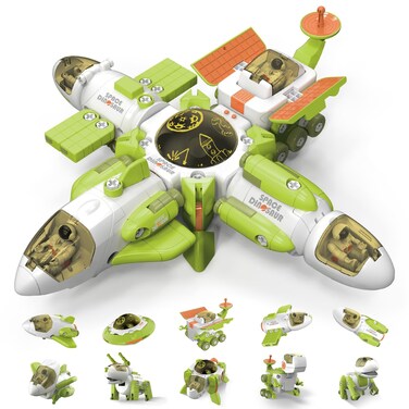 Dollox 10 in 1 Space Toys Rocket Dinosaurs Set for Kid Space Shuttle Planet Toys STEM Space Astronaut Rocket Ship Kit for Boys 5 6 7 8 Spaceship Station Gift Foster Love for Space Dinos Exploration