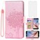 Asuwish Compatible with Samsung Galaxy S6 Wallet Case and Tempered Glass Screen Protector Flip Wrist Strap Card Holder Cell Phone Cover for Glaxay S 6 Gaxaly 6s Galaxies GS6 SM-G920V G920A Rose Gold