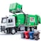 HAPYAD Garbage Truck Toys Metal Cab, Realistic Trash Truck Toys for Boys Kids with Lights and Sounds, Friction Powered Recycling Vehicles, Front Loader with Dumpster, 4 Trash Bins, 12