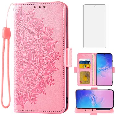Asuwish Compatible with Samsung Galaxy S10 Lite Wallet Case Tempered Glass Screen Protector Card Holder Flip Wrist Strap Cell Phone Cover for Glaxay S10lite S 10 10s Galaxies A91 Rose Gold
