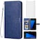 Asuwish Compatible with Samsung Galaxy S7 Wallet Case Tempered Glass Screen Protector and Flip Cover Card Holder Stand Cell Accessories Phone Cases for Glaxay S 7 7s GS7 SM-G930V G930A Women Men Blue