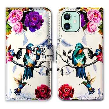 Bcov Case for iPhone 12, iPhone 12 Pro Case, Hummingbird Leather Wallet Case Phone Cover with Card Slot &amp; Kickstand for iPhone 12/iPhone 12 Pro