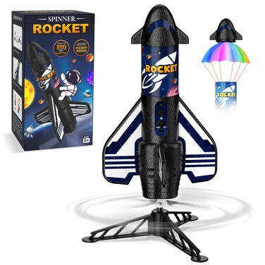 Rocket Launcher for Kids, 200 ft Flight Altitude Self Launching Motorized Rocket Toy with Safety Parachute Land and LED Light, Outdoor Toys Gifts for Ages 6-12 Kids Boys &amp; Girls