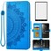 Asuwish Compatible with BlackBerry KEYone Wallet Case Tempered Glass Screen Protector Credit Card Holder Flip Purse Wrist Strap Stand Cell Phone Cover for KEY1 Key 1 One BBB100-1 Men Blue