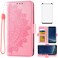 Asuwish Compatible with Samsung Galaxy S8 Wallet Case Tempered Glass Screen Protector Card Holder Flip Purse Wrist Strap Cell Phone Cover for Glaxay S 8 Gaxaly 8S Edge SM-G950U Rose Gold
