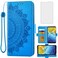 Asuwish Compatible with LG Stylo 4 Wallet Case Tempered Glass Screen Protector Card Holder Flip Wrist Strap Cell Phone Cover for Stylo4 Plus LGstylo4 Sylo4 Style 04 4+ Q Stylus Alpha Stlo4 Blue