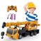 SNACKTANT Remote Control Crane Truck Toy for Boys - 2.4G Large RC Crane Truck with Light &amp; Sound, 6 Channel Construction Toy with 2 Batteries, Tractor Toy Birthday for Kids 3-8 Years Old