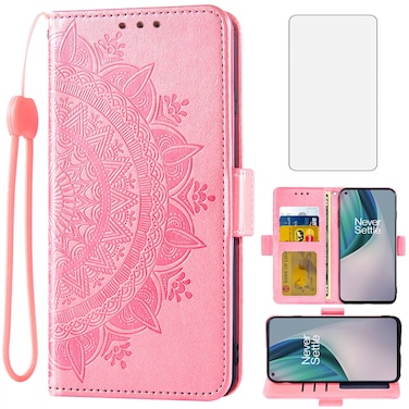 Asuwish Compatible with OnePlus Nord N10 5G Wallet Case Tempered Glass Screen Protector Card Holder Flip Wrist Strap Cell Phone Cover for One Plus N 10 G5 1 Plus 10N 1plus One+ 1+ N105G Rose Gold