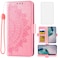 Asuwish Compatible with OnePlus Nord N10 5G Wallet Case Tempered Glass Screen Protector Card Holder Flip Wrist Strap Cell Phone Cover for One Plus N 10 G5 1 Plus 10N 1plus One+ 1+ N105G Rose Gold