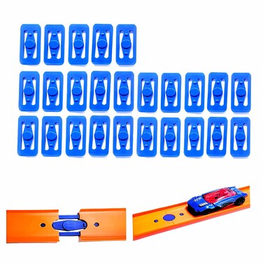 K TOMOTO Racetrack Connectors Set of 25, Compatible with Hotwheels Track   Straight Track Race Track Connectors Replacements(Blue)