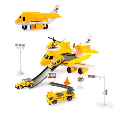 Tuko Transport Cargo Airplane Car Toy Play Set for 3+ Years Old Boys and Girls(Yellow)