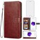 Asuwish Compatible with iPhone 7plus 8plus 7/8 Plus Wallet Case Tempered Glass Screen Protector and Leather Flip Cover Card Holder Accessories Phone Cases for i Phone7s 7s + 7+ 8s 8+ Phones8 Brown