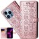 CCSmall for iPhone 13 Pro Max (6.7 Inch) Cartoon Cute Wallet Case,Cat Dog Style Flip Phone Cover with ID Card Holder PU Leather Cases for iPhone 13 Pro Max MG Rose Gold