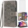 Asuwish Compatible with Samsung Galaxy A70 Wallet Case and Tempered Glass Screen Protector Flower Flip Card Holder Stand Cell Accessories Phone Cover for Glaxay A70S A 70 Gaxaly 70A S70 Women Men Grey