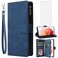 Asuwish Compatible with Samsung Galaxy S22 Glaxay S 22 5G Wallet Case Tempered Glass Screen Protector and Leather Flip Cover Card Holder Cell Accessories Phone Cases for Gaxaly 22S G5 Women Men Blue