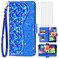 Asuwish Phone Case for Samsung Galaxy S5 Wallet Cover with Screen Protector and Wrist Strap Flip Card Holder Bling Glitter Cell Glaxay S 5 Neo Gaxaly 5S Galaxies GS5 G900A G900T Women Girls Blue