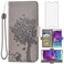Asuwish Compatible with Samsung Galaxy Note 4 Wallet Case and Tempered Glass Screen Protector Flip Wrist Strap Card Holder Cell Phone Cover for Glaxay Note4 Gaxaly N910A Not Notes Four Women Men Gray