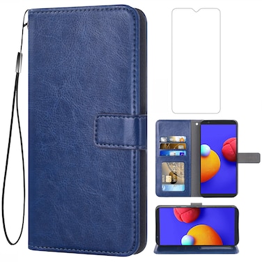 Asuwish Compatible with T-Mobile Revvl 4 Wallet Case Tempered Glass Screen Protector Leather Flip Card Holder Stand Phone Cases for Tmobile Revvl4 T Mobile Revel Revell Four TCL Revll4 Women Men Blue