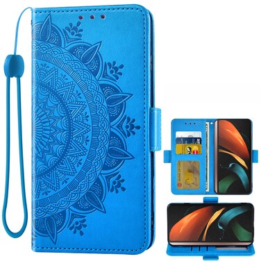 Asuwish Compatible with Samsung Galaxy Z Fold 2 5G 2020 Wallet Case Credit Card Holder Flip Purse Accessories Wrist Strap Stand Slot Cell Phone Cover for Gaxaly ZFold2 Z2 Fold2 ZFold25G Women Men Blue