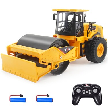 QuirkyGlee Remote Control Road Roller Toy, RC Road Roller Truck Construction Toys Vehicle 7 Channel with Sound and Lights, Garbage Truck Toys Birthday Gifts for Boys Adults &amp; Kids