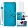 Asuwish Compatible with Xiaomi Redmi Note 10/10S 4G Wallet Case and Tempered Glass Screen Protector Flip Cover Card Holder Cell Accessories Phone Cases for Redme Note10 S Note10S Women Men Blue