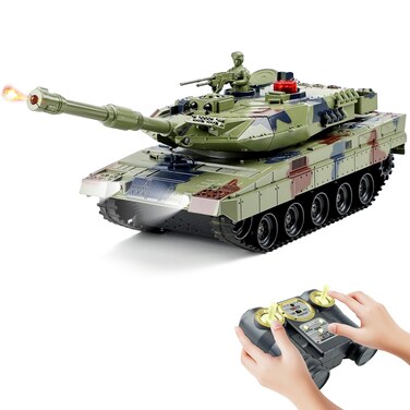 Remote Control Tank for Boys,1:24 RC Army Tank,Alloy Material with Smoke,Lights &amp; Sounds,Panther Tank Toy,Great Gift Toy for Kids