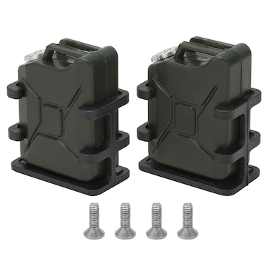 TREETDOBV RC Simulated Fuel Tank, 1 Pair RC Car Simulated Fuel Tank Mount Mini Oil Can for 1/8 1/10 RC Crawler Car Simulation Decoration Accessory,Red,Blue,Dark Green,Black(Dark Green)