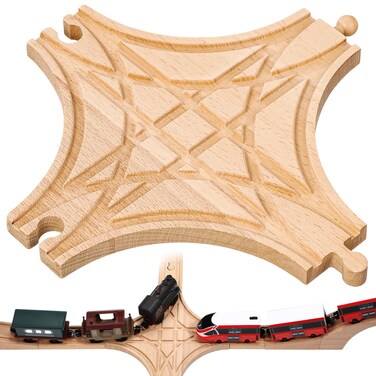 CroBlissful Track for Toy Train Wood Train Track, Multi Way Switch Track, Track Expansion Wooden Track Accessories