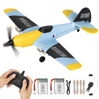 JovVoxial RC Plane 3 Channel BF-109 Remote Control Airplane Fighter Toys,Featuring a 2.4GHz 6-axis Gyro Stabilizer RTF Glider with 2 Batteries,Easy to Fly for Kids Adults.