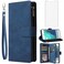 Asuwish Compatible with Google Pixel XL Wallet Case Tempered Glass Screen Protector and Leather Flip Cover Card Holder Cell Accessories Phone Cases for Pixle 1 XL One Pixel1 1XL 2016 Women Men Blue