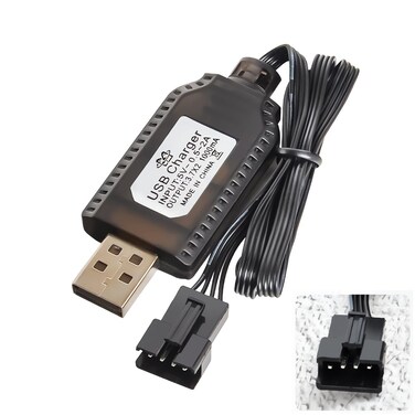 Aliwisdom Universal RC Battery Charger Cable with SM 4 Pin Connector Plug for 7.4V 2S Lipo Battery, Compatible RC Car/RC Boat/RC Plane/RC Drone/RC Tank/RC Helicopters and Other Remote Control Toys