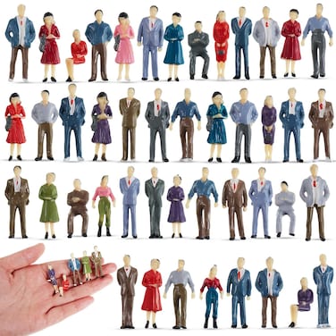 80 Pcs Mini People Figurines 1:50 Scale Model Trains Architectural Painted People Figures Tiny People Plastic Miniature Figurines Sand Tray Miniatures Sitting Standing Toy People for Miniature Scenes
