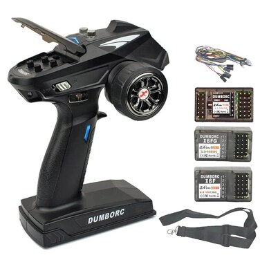 DUMBORC X6 Rc Transmitter and Receivers Kit with Gyro X6FG X6F X6DCG LED Light 6 Channel RC Car Remote and Receiver with Mixed Mode Fail-Safe RC Car Controller for Car/Boat/Tank