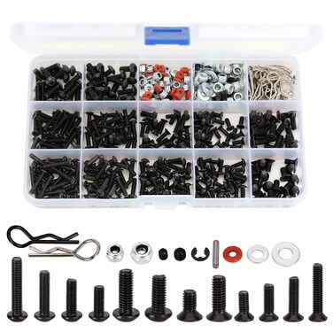 INJORA 600PCS RC Screws Kit, M3 M4 Screw Assortment Kit with Case, RC Car Repair Tool Kit Hardware Fastener for Traxxas Axial Arrma Redcat Racing 1/8 1/10 1/12 1/16 Scale RC Cars Trucks Crawler