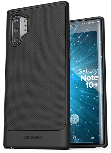 ENCASED Galaxy Note 10 Plus Case (Thin Armor) Slim Flexible Grip Phone Cover (Samsung Note 10+) Black