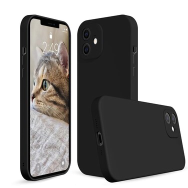 ANDATE Silicone Case for iPhone 12 Black, Soft Liquid Silicone Gel Rubber Phone Case Shockproof Protective Case Cover for iPhone 12 Black, 6.1inch