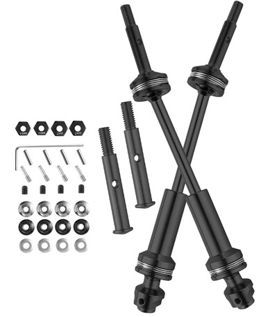 RCMYou Rear Drive Shaft CVD &amp; Front Axles Upgrades Part for 1/10 Slash VXL 2WD,Stampede VXL 2WD,Rustler VXL 2WD,Hoss VXL 2WD,Stainless Steel #45 Driveshaft with Hex,Black
