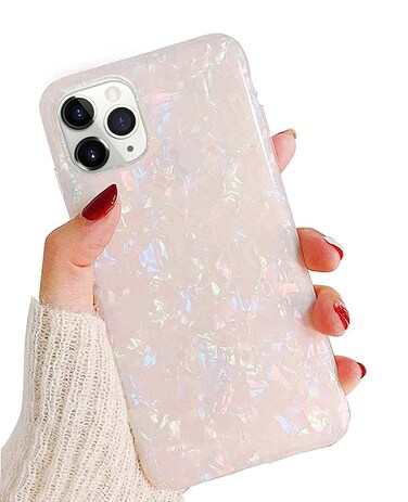 J.west for iPhone 12 Pro Max Case 6.7", Cute Ultra Thin Luxury Sparkle Translucent Clear Opal Pearly [Tinfoil Series] Macaron Color Bling Lightweight Soft TPU Protective Phone Case Cover Colorful