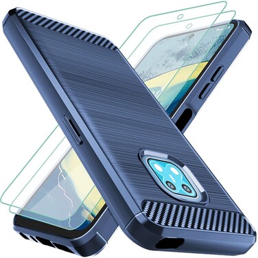 Osophter for Nokia XR20 Case,Nokia XR20 Phone Case with 2pcs Screen Protector Shock-Absorption Flexible TPU Rubber Protective Cell Phone Cover for Nokia XR20(Navy Blue)